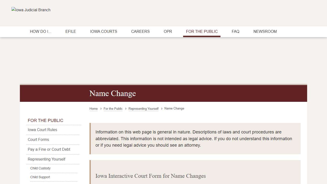 Name Change | Iowa Judicial Branch